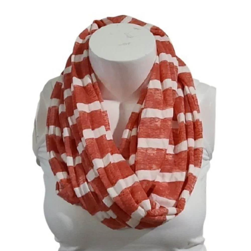 Rose & White Striped Infinity Scarf